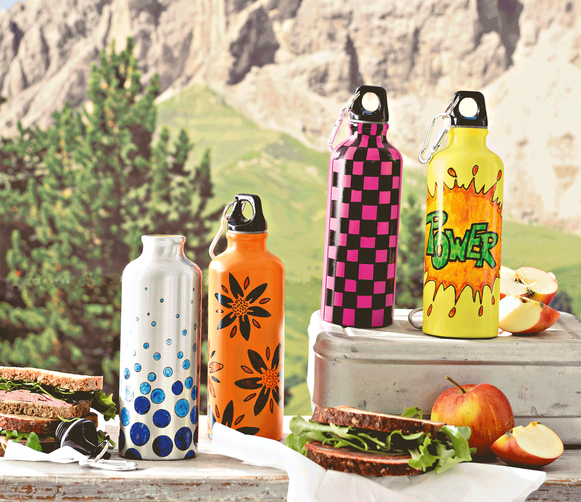 Wasserflasche Sportflasche Kreativ-Set Marabu Trinkflasche zum Bemalen 