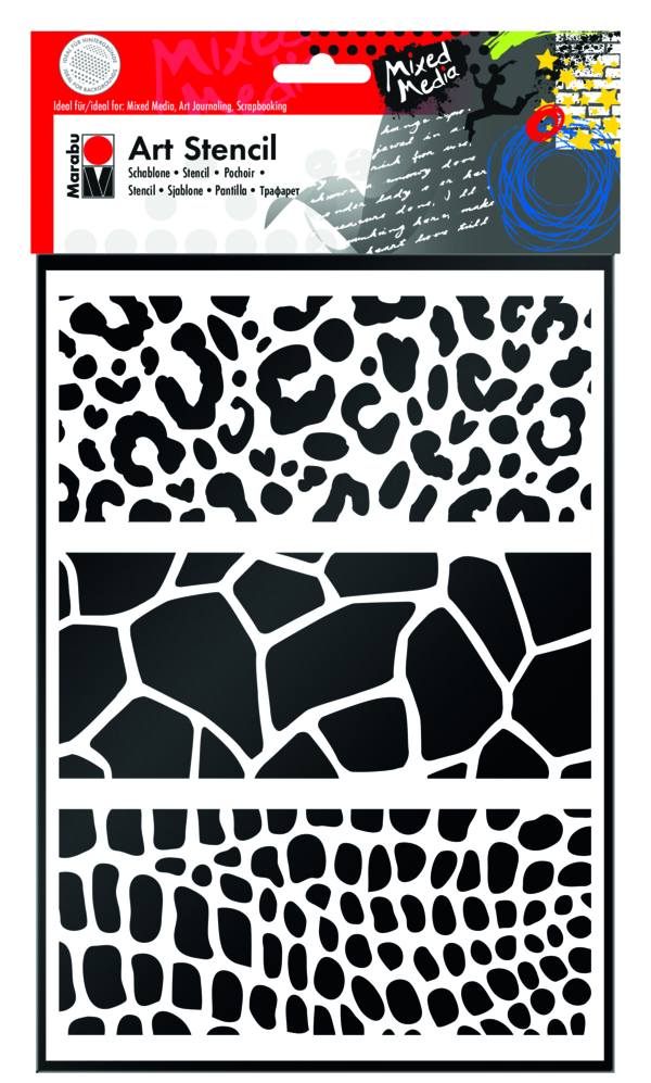 Marabu 028500010 Art Stencil A4 Animal Print Combination 